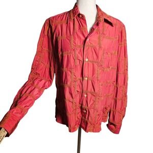 Craig Taylor Textured Embroidered Stretchy Blazer Jacket Raspberry Orange XL
